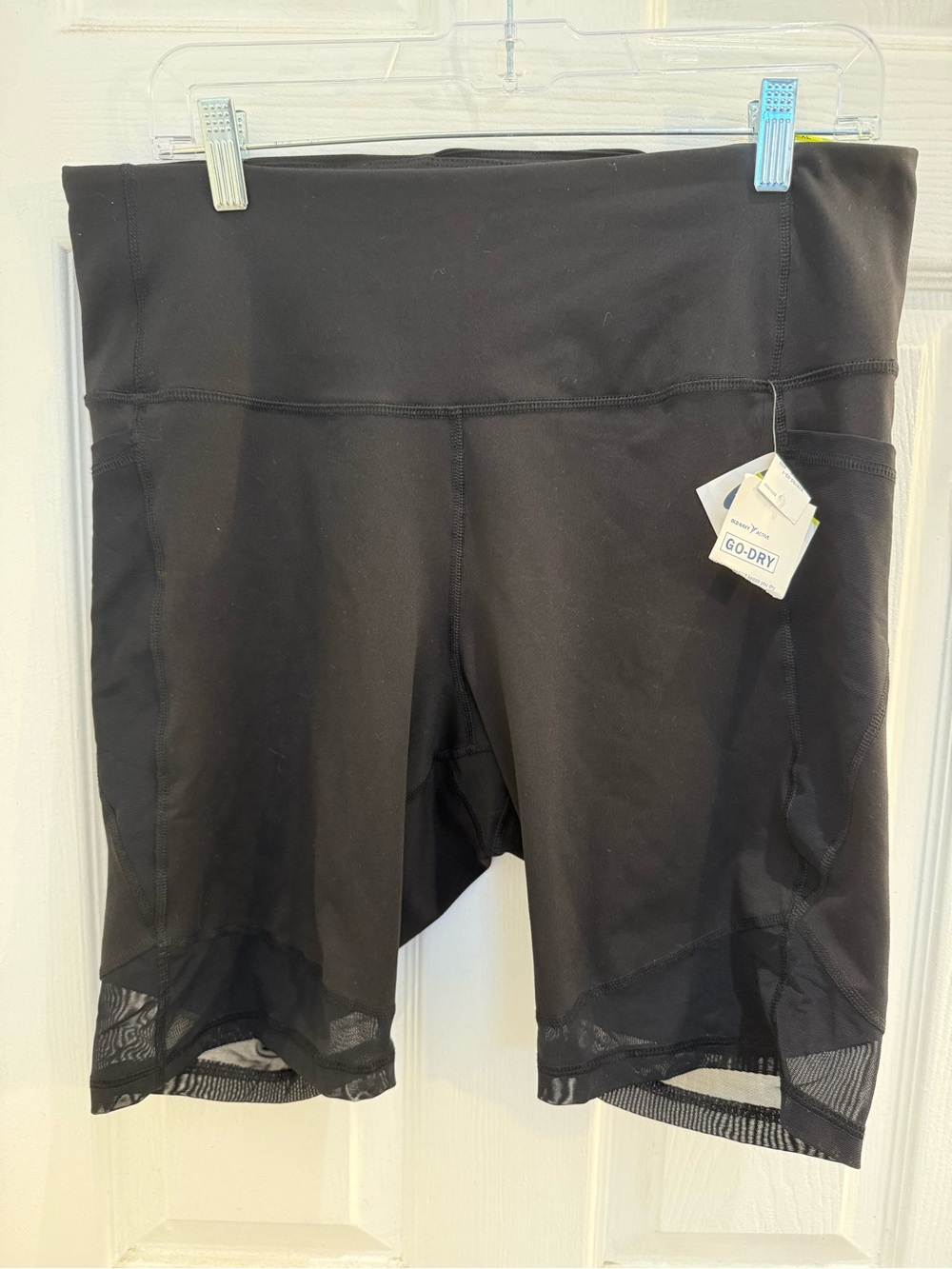 NWT Old Navy High Waisted Mesh Bottom Black Women's Athletic Bike Shorts Size XL